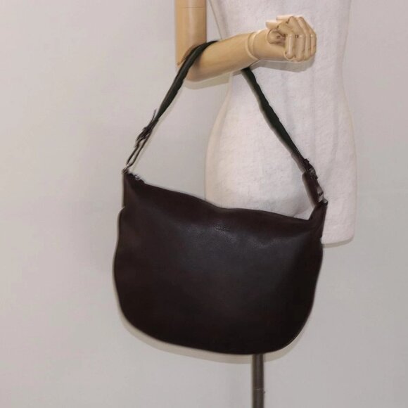 GUCCI Shoulder Bag Leather Dark Brown 001 1206 Auth - Picture 1 of 16